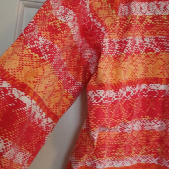 Women's Size 1X 3/4 Sleeve Top Cotton w. Stretch Yellow/Pink Machine Wash/Dry - Picture 3 of 6